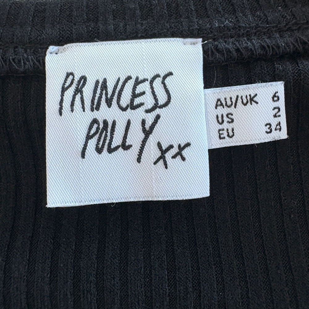 Princess Polly Black Ribbed Cropped Button up - Picture 8 of 12